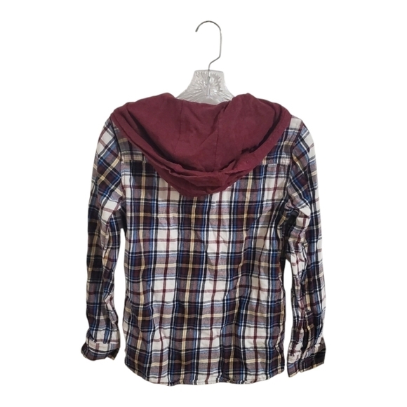 Levi's Big Boys Hooded Plaid Fannel Button Down Shirt Size Large - Picture 2 of 7